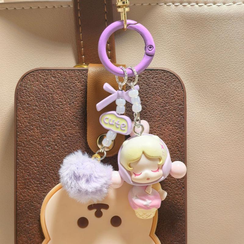 Genuine Pop Mart Hug Series Ice Cream Phone Chain & Keychain Bag Charm Women's Grain Pendant
