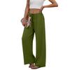 Women's Fashion Wide-Leg Trousers With Drawstring Elastic Waistband And Pockets Relaxed-Fit Casual Trousers