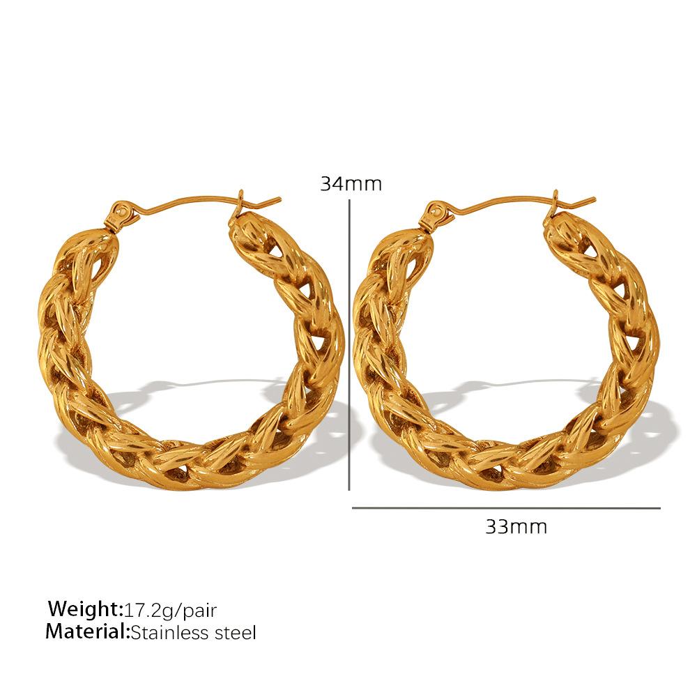 Дизайнерские ретро простые плетеные полые серьги-пшеничные косички серьги из титановой стали с золотым покрытием витые серьги
