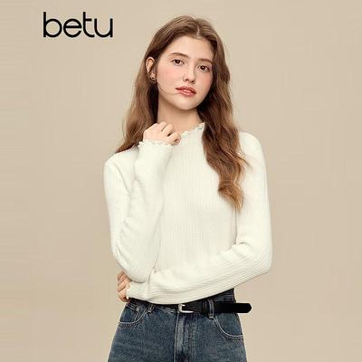 Betu Women's 2025 Winter Ruffle Collar Sweater Top