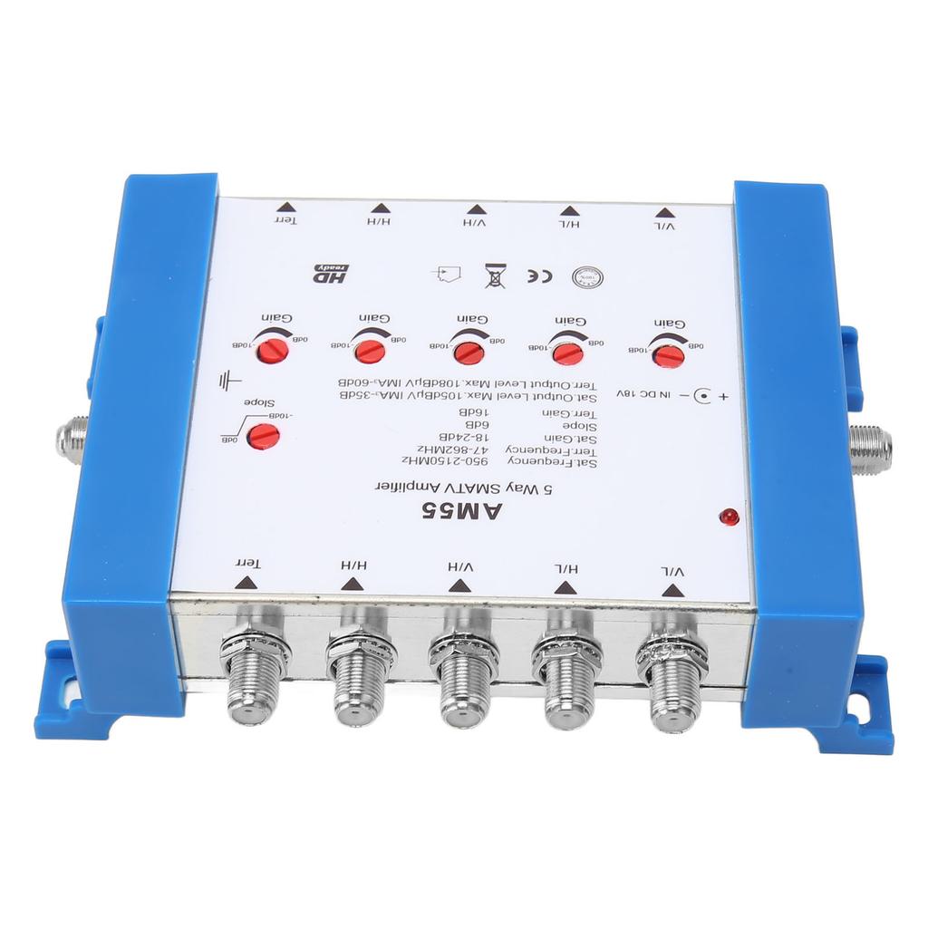5 Way Cable Splitter High Isolation Metal Shell 10dB Return Loss TV Antenna Booster for Indoor