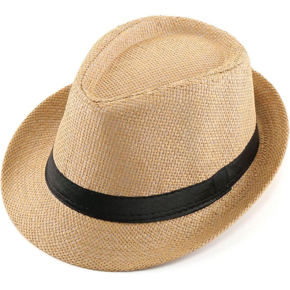 Unisex Summer Panama Fedora Hat with Short Brim for Beach and Sun Protection