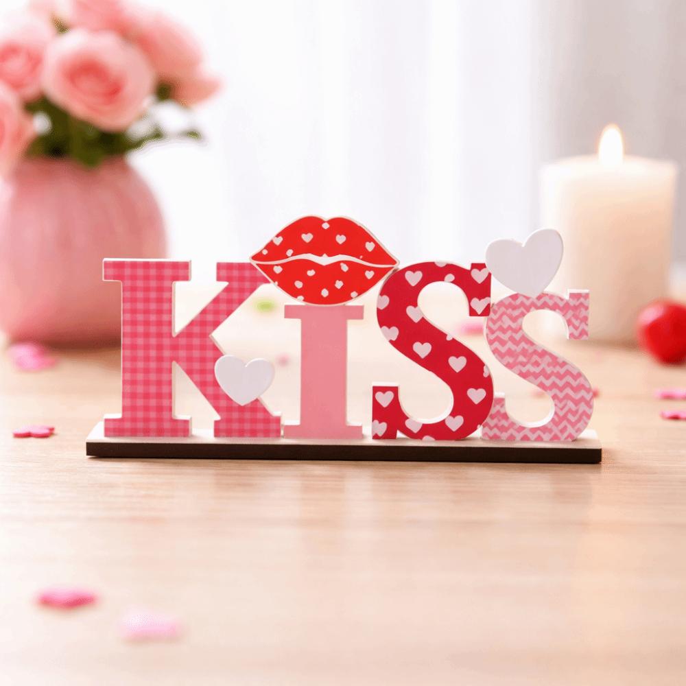 LOVE KISS Love Wood Knot Ornament Wooden Art Craft Pink Red Valentine Day Wooden Decorations Hand-carved Lip Love Heart