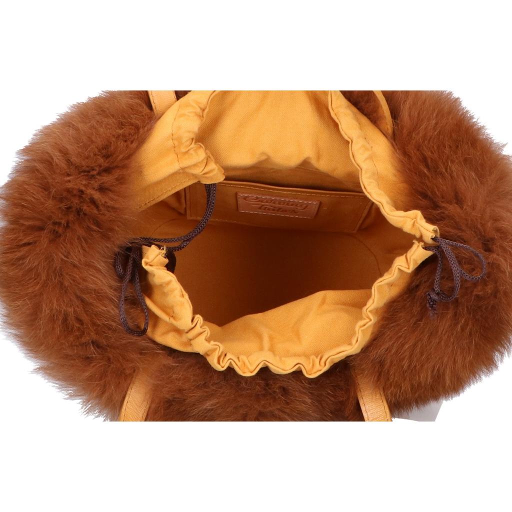 CARVING TRIBES [47482505] Marisol Carved Leather with Fox Fur Tote Bag mustardUsed