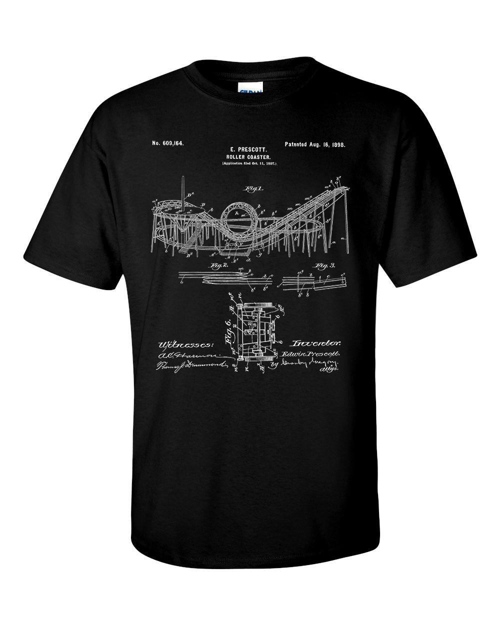Rollercoaster Patent Blueprint T-shirt XL