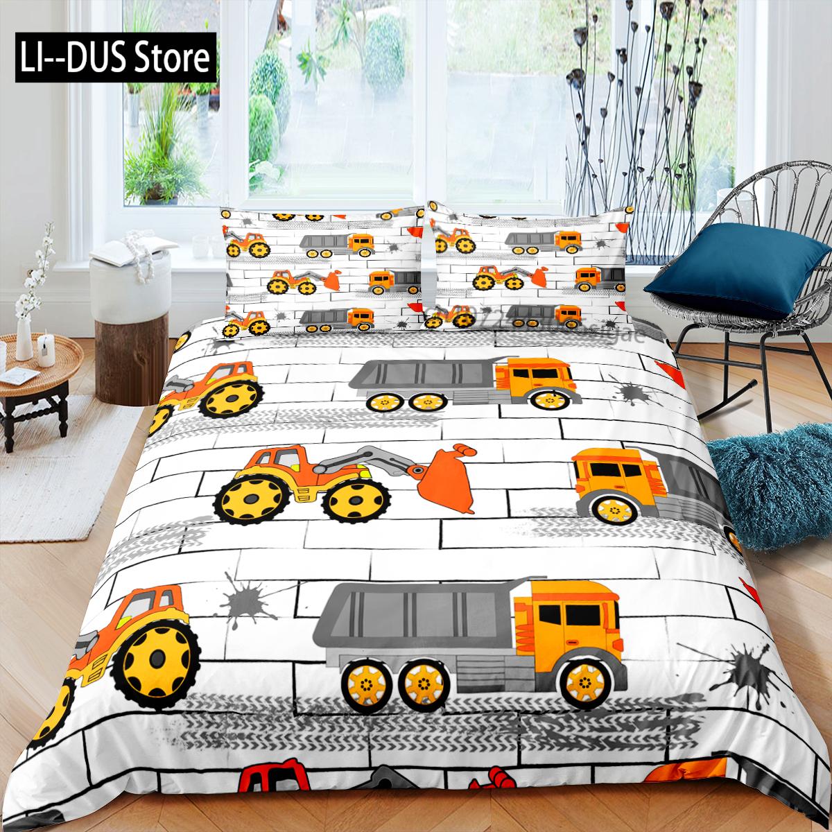 

Comforter Cartoon Car Truck Excavatorboy Kids Quilt Durex Twin Full King Size 3Pcs Bedding Linen Set 200X200 240X220 Comforter (quilt)-EU Single(135*200cm)3pcs
