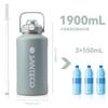 SANTECO Vacuum Insulated Water Large Keeps Drinks Cold or Includes Compatible with Direct Drinking Sports Stylish Stainless Steel Ash Blue Bottle,