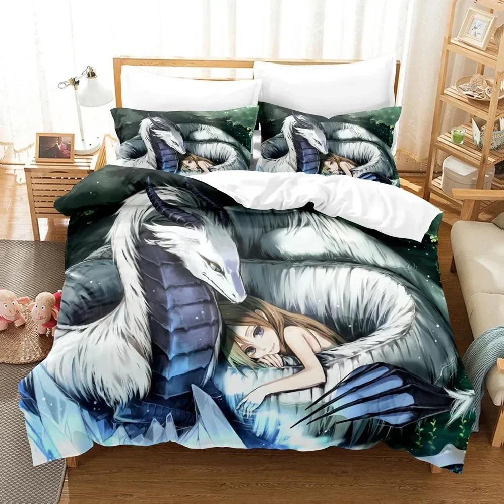 Fantasy Witch Dragon Llien World Printed Bed Set Duvet Cover Pillowcase Bedding Set Linen Sheet Quilt Cover Full Queen King Size