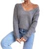 New Sexy Backless, Cut-out V-neck Pullover Long-sleeved Sweater with Lace and Sweater Patchwork for Women