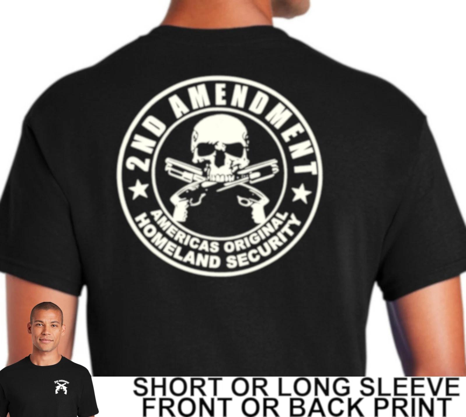 2nd Amendment original Homeland Security Skull Pro Gun Rights Mens T Shirt L