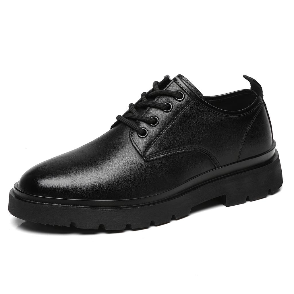 Leather shoes men's winter British style dress business casual shoes big head thick sole soft sole inner height increase wedding groom shoes