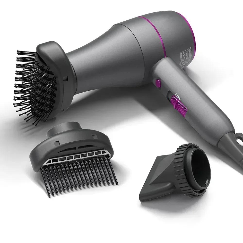 

Professional Hair Dryer 1800W Powerful Negative Ions Strong Wind Blower Constant Temperature Collecting Air Comb Nozzle Gear UK серый