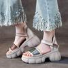 The First Layer of Cowhide Sandals for Women In the Summer of 2025, the New Breathable Hollow Ethnic Style Retro Thick-soled Muffin Shoes for Women