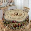 Vintage Rural Pastoral Tablecloth Egg Rooster Pastoral Print Round Rectangular Dining Table Cloth Waterproof Household Dining Table Cloth