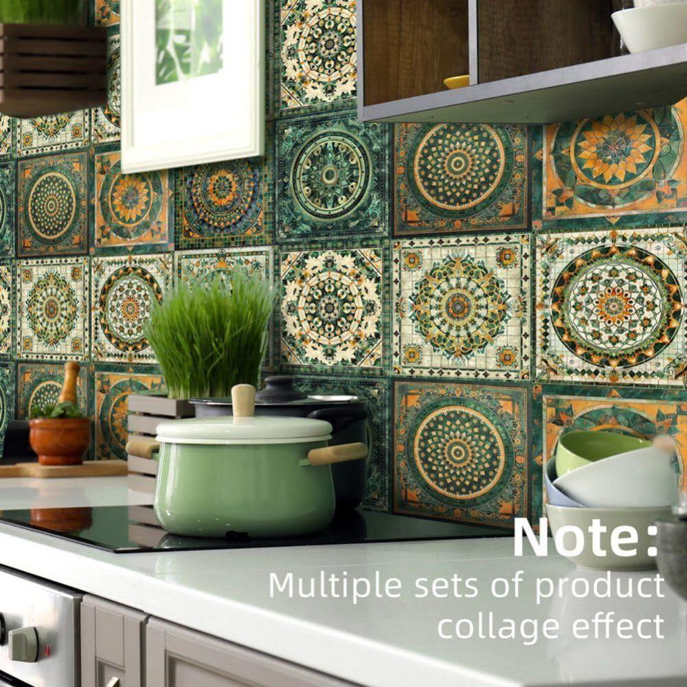 10Pcs Waterproof Backsplash Tile Stickers Multicolor Design Tile Decals  Bathroom Decor