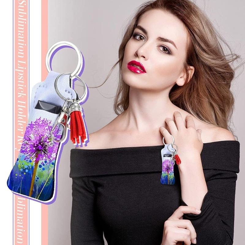 72Pcs Keychains Set Includes 24Pcs Lobster Clasp 24Pcs White Lip Holder Keychains With Keyrings 24Pcs Tassel Pendants