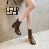 French British style thick heel short women's boots new autumn and winter fashion retro versatile thin high heel short boots women