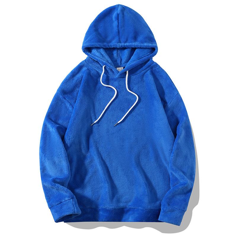 Automne Hiver Pull à Capuche Ample pour Homme Décontracté Polaire Corail Chaud Pull Veste Évacuation de l'Humidité Coupe Confortable Doux pour la Peau Respirant Hauts