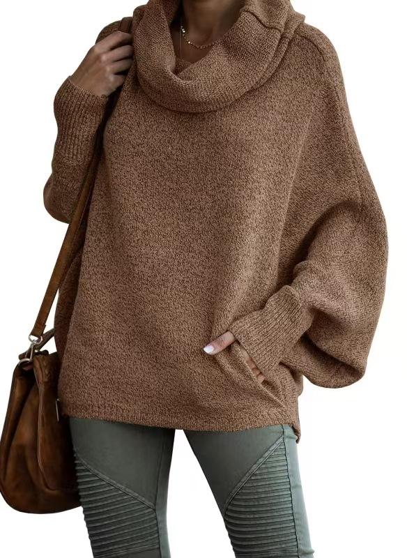 Turtleneck Women's Solid Color Knitted Sweater Fashion Pullover Lantern Loose Long Sleeve Casual Sweater