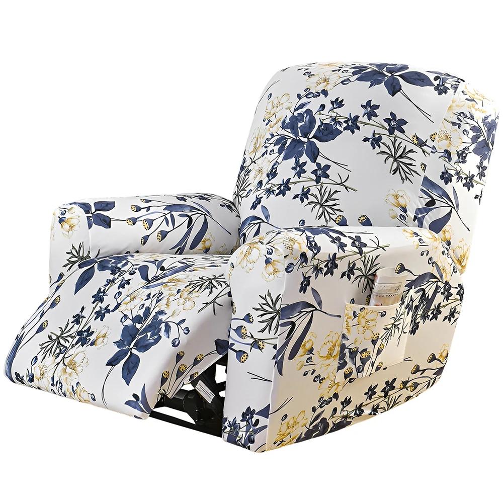 Stretch Recliner Slipcover Single Sofa Protective Cover with Pocket Fully Wrapped Seat Dust Cover Furniture Decoration for Home