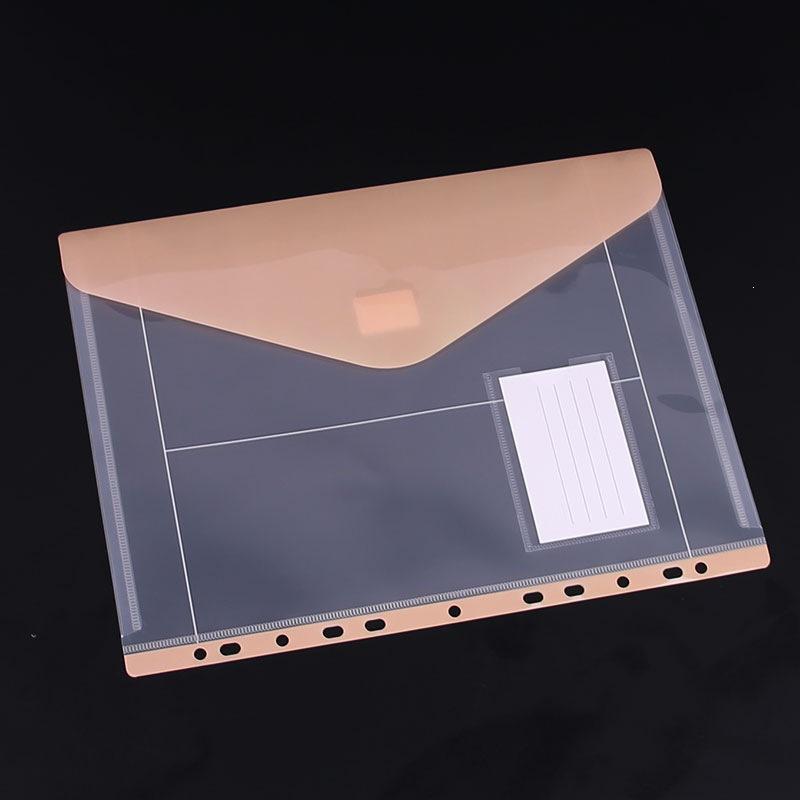 Transparent 11-Hole Loose-Leaf File Bag with Velcro Fastener for Students