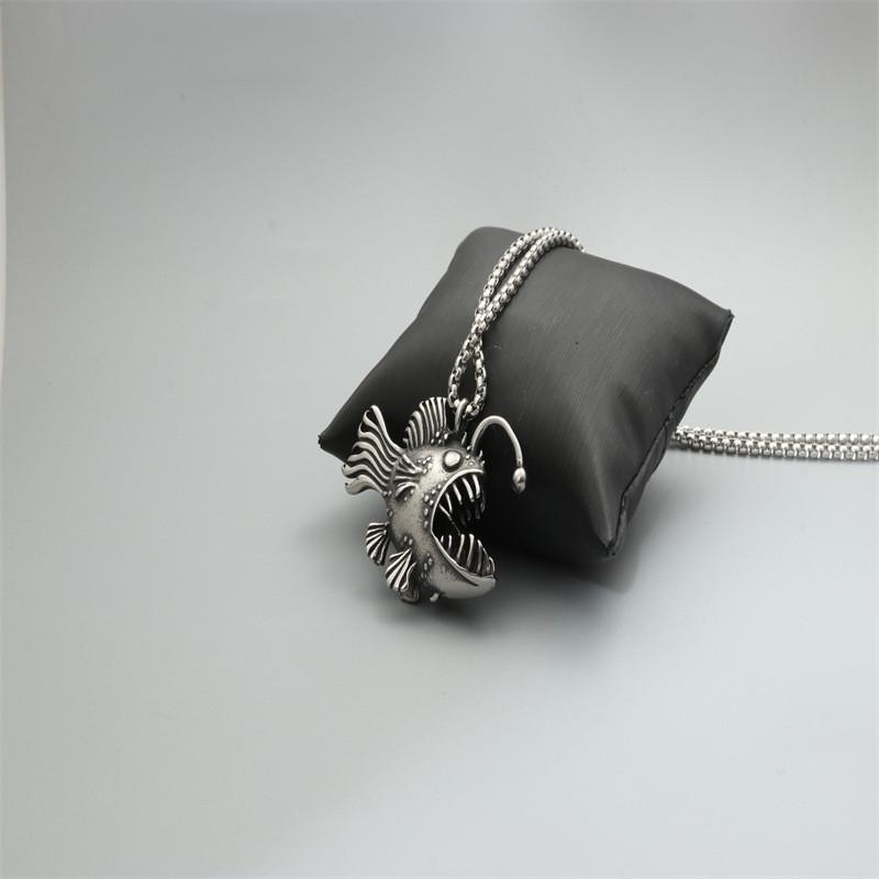 Men's European & American Retro Style Stainless Steel Fish Necklace - 2025 Collection
