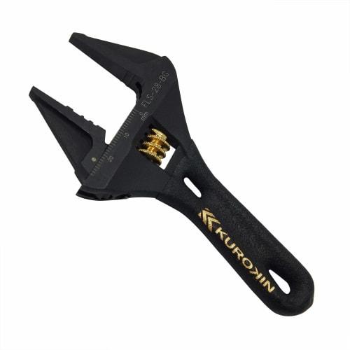 Fujiya Light Short Adjustable Wrench, Black and Gold with Grip, FLS-28-BG, Maximum Opening: 28mm