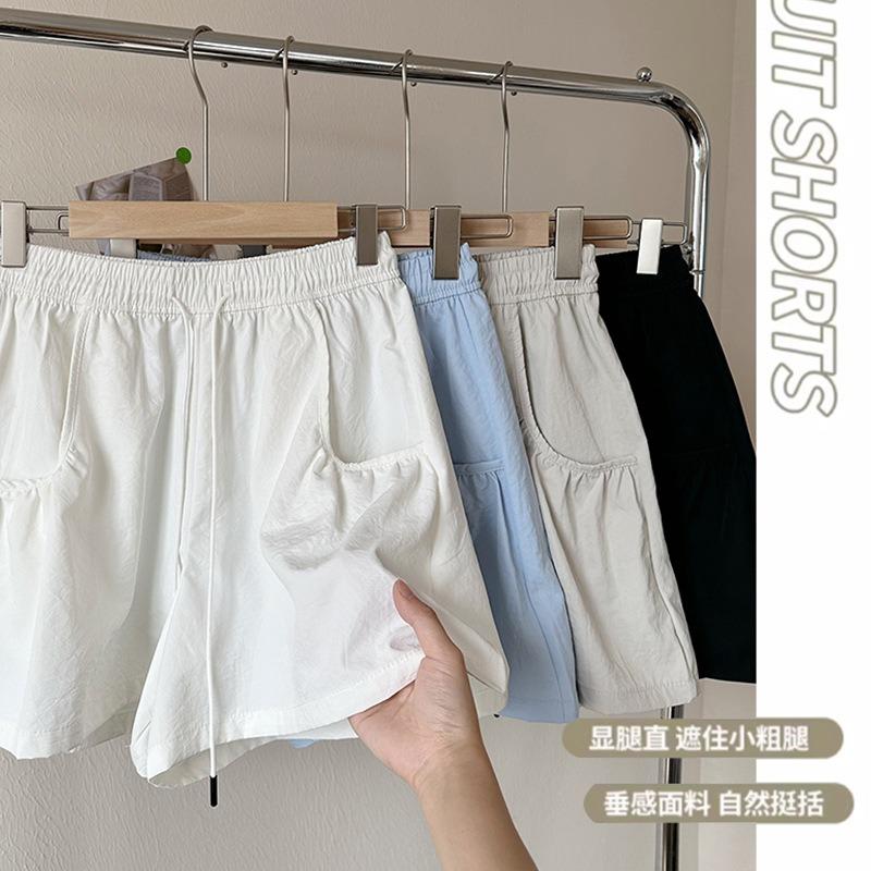 Ice silk sports shorts women's summer thin new high waist thin wide legs casual wear loose