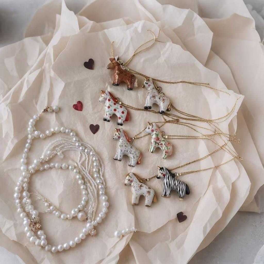 Unicorn Theme Necklace Copper Heart Shape Jewelry For Mothers Day Gift