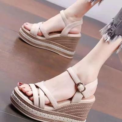 Luxury Women's Wedges Heeled Sandals 2025 Summer New Thick Soled High Heel Sandals Roman Shoes for Women Sandalias Mujer