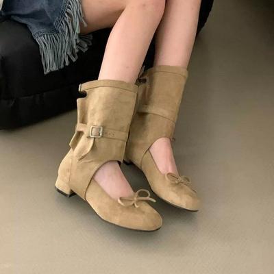 Fashion Women's Fashion Ballet Shoes Summer New Round Head Shallow Mouth Breathable Bow Flat Cool Boots