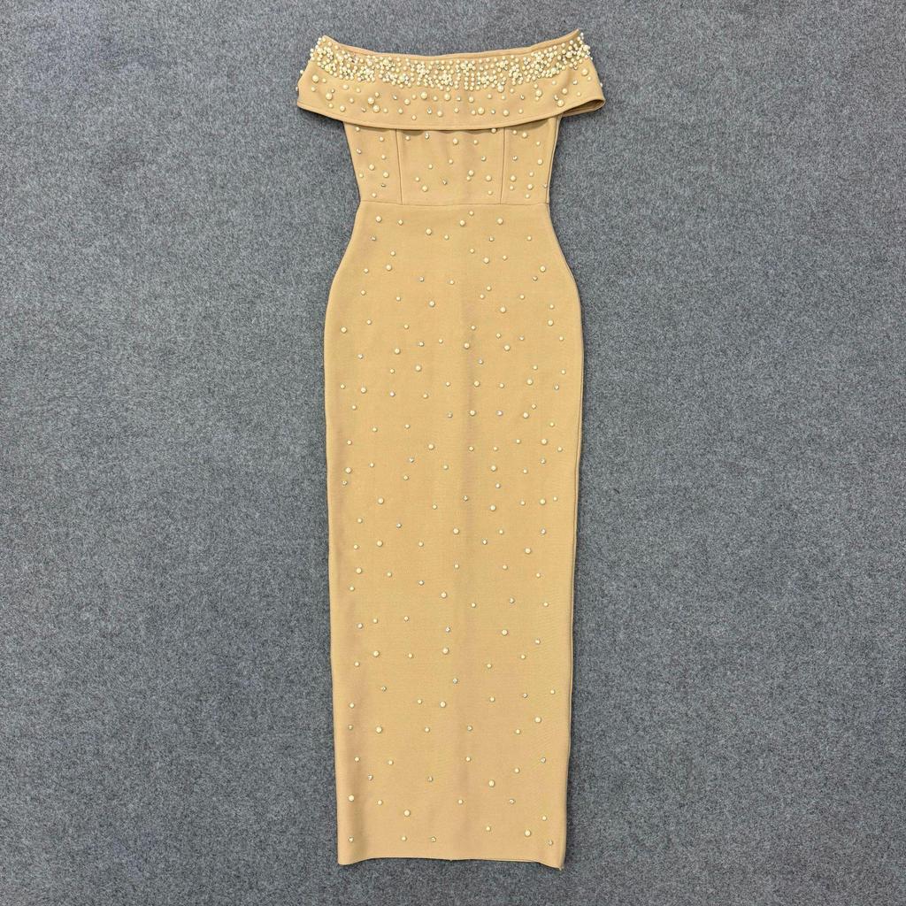 Cross-Border Women's Sexy One-Shoulder Bandage Evening Dress