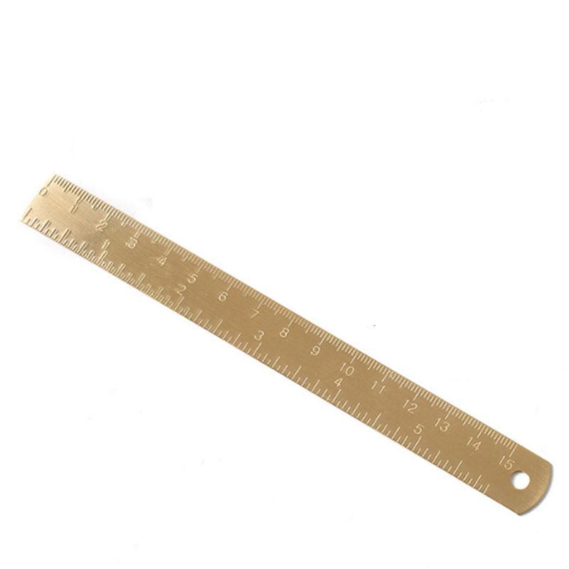 Hand Ruler Brass Metal Dual Scale15 Cm Rulers Measuring Tool Portable Retro Bookmark Thickening
