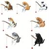 Fishing Cat Ornaments Aquarium Decoration Fish Landscaping Cartoon Cat Statue Mini Resin Figurine Home Decorations