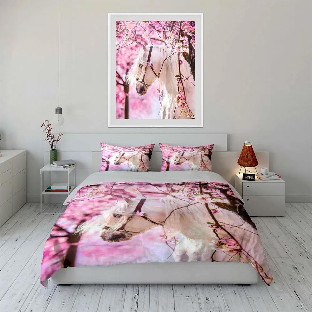 "Floral Horse Decor Set" Soft Comfortable Duvet Cover Bedding Set Included 1*Duvet Cover & 2*Pillowcases Gift