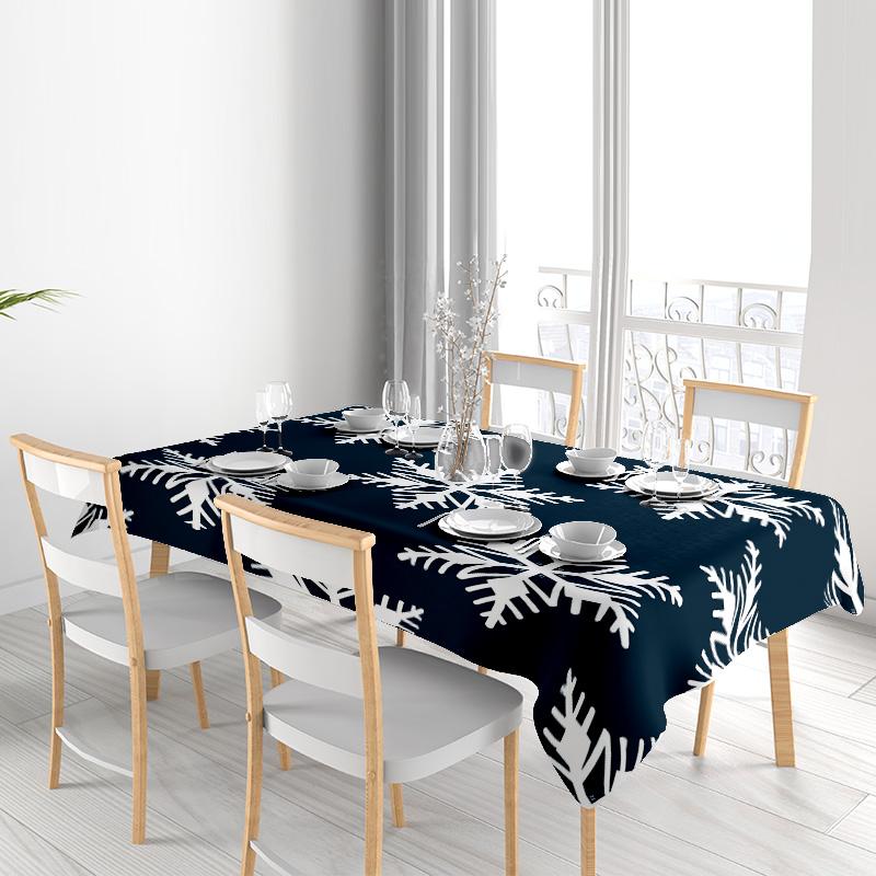 Christmas Tablecloth Snowflake Print New Year Decorations Dining Room Home Decoration Non Slip Anti Skid Waterproof Table Cover