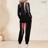 Women Plus Size Scrub Set V Neck Long Sleeve American Flag Printed Top And Long Pants With Pockets