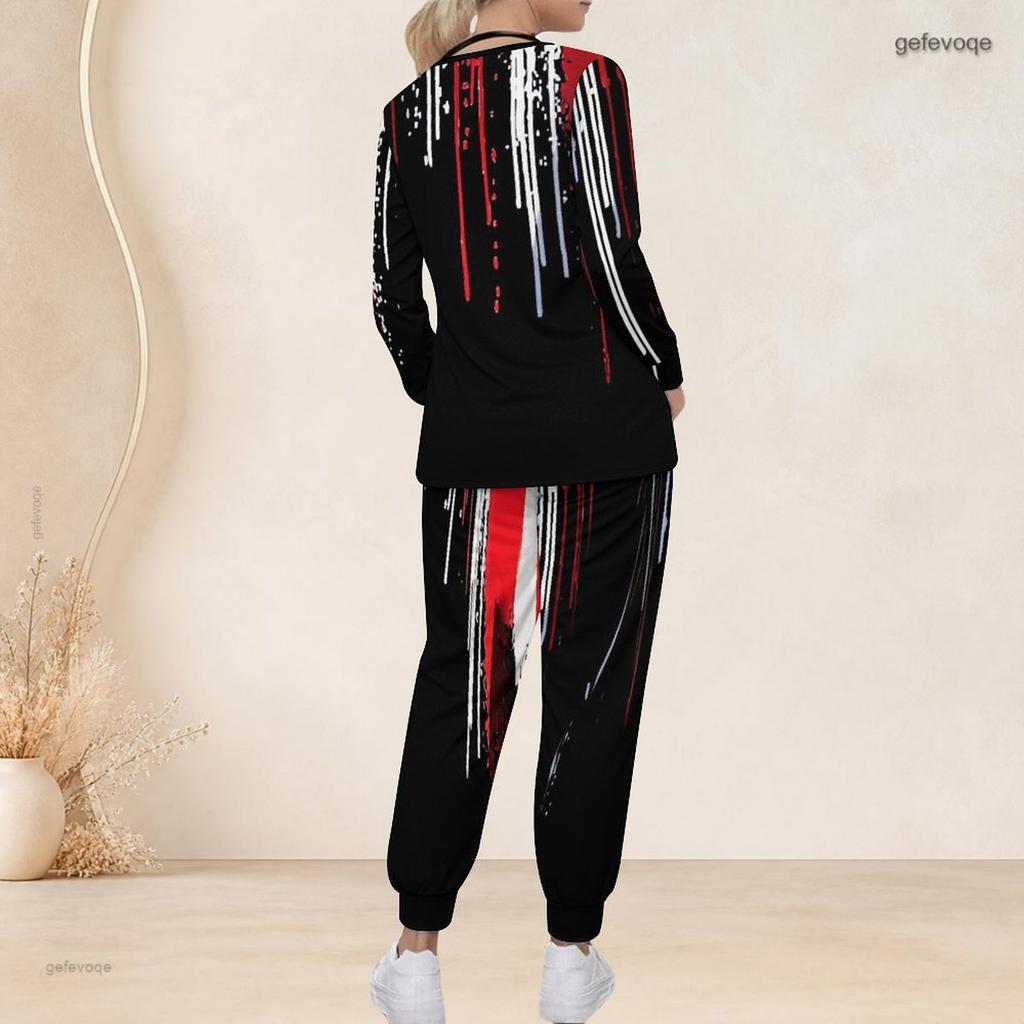 Women Plus Size Scrub Set V Neck Long Sleeve American Flag Printed Top And Long Pants With Pockets