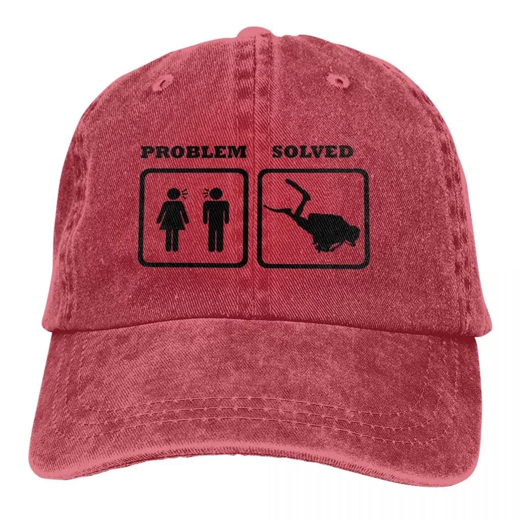 Pure Color Cowboy Hats PROBLEM SOLVED WIFE SHOUTING AT DIVER Hat Sun Visor Baseball Caps Dive Scuba Diving Trucker Dad Hat