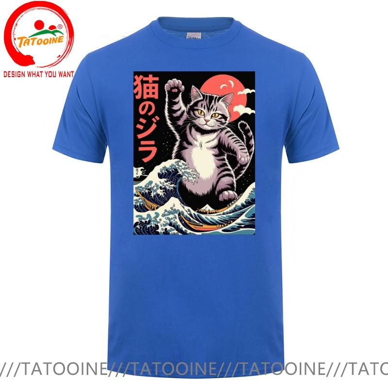 Funny Design Japanese Style The Great Kanagawa Cat Sred Doublet Unisex Fashion Trendy Casual Clothing Stylish Tops Tee Shirt Leisu