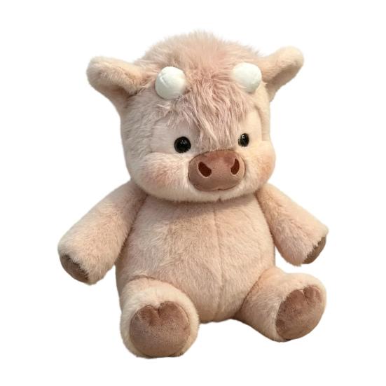 

Highland Cow Plush Toy Soft Stuffed Animal Doll for Kids Adults Cute Huggable Birthday Gift Bedroom Decor Cozy Companion for Sleep Relaxation 45cm розовый
