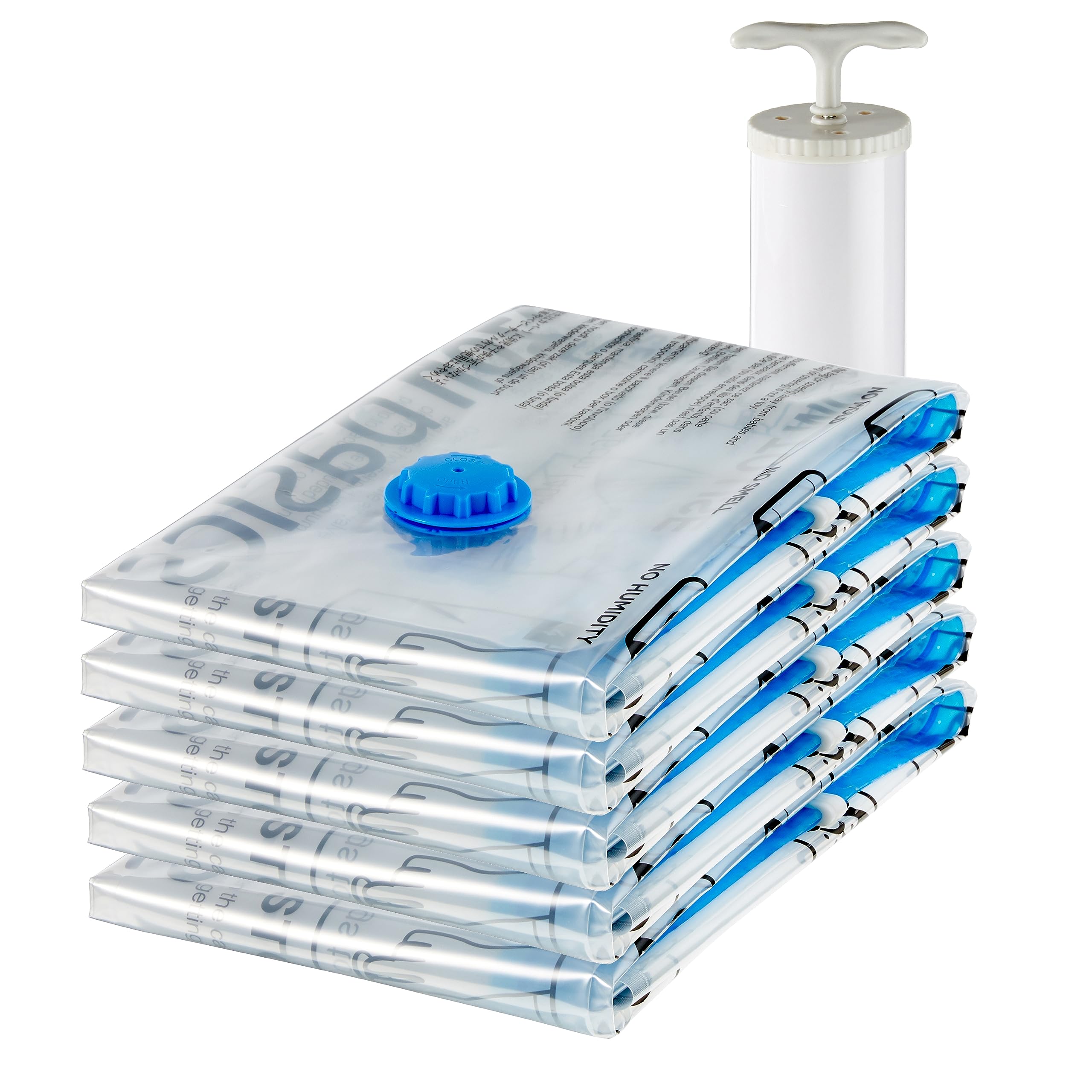 

AmazonBasics Vacuum Clothes Compression No Vacuum Cleaner Hand Pump Clothes Mold Medium x Pack of Clear Bag, Required, Included, Storage, Travel,