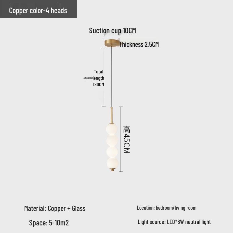 Bauhaus-Style Copper Gourd Chandelier for Living Rooms and Bedrooms