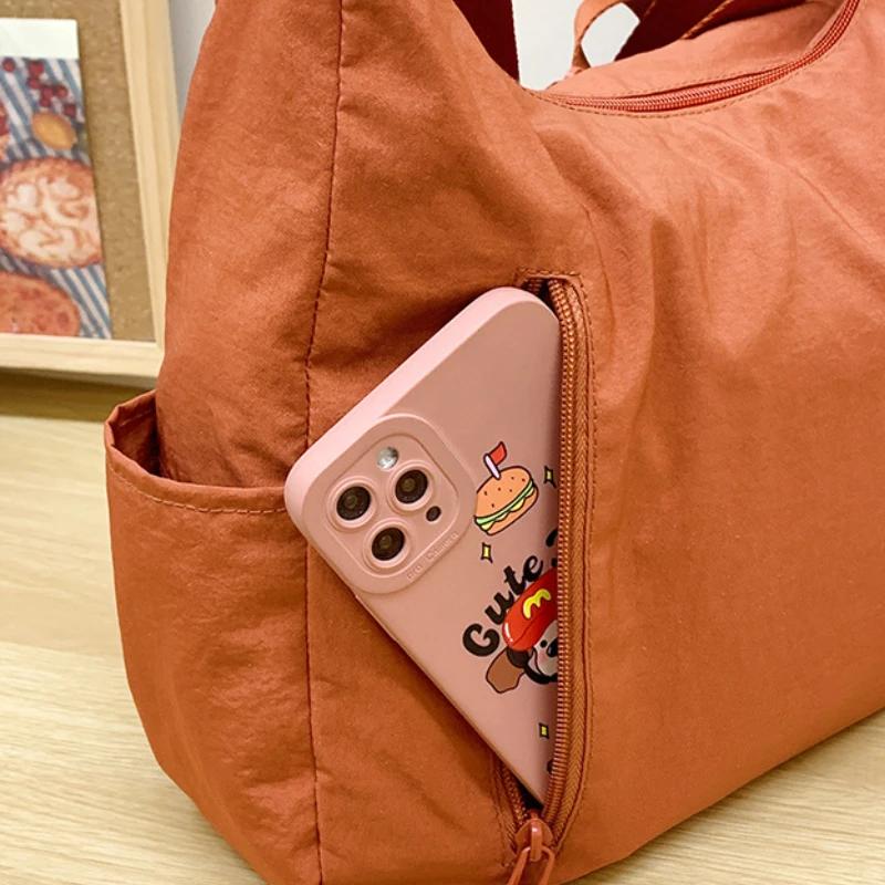 Trendy Women's Nylon Shoulder Bag Large Capacity Lightweight Crossbody Bags for Women Casual Travel Tote Simple Handbag