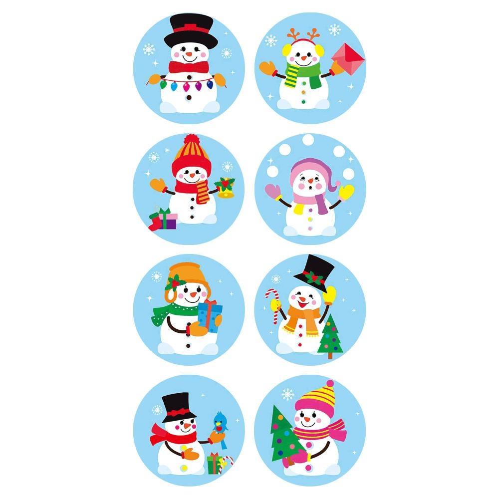 500pcs/roll Christmas Round Snowman Stickers Gift Packaging Sticker