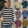 Koreans Gestreept Longsleeve T-shirt voor Jongens - Trendy, Casual, Loose Fit