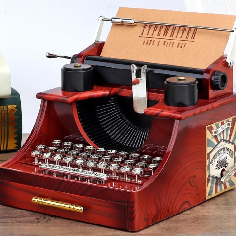 Classical Typewriter Shape Music Box Plastic Wind Up Ornament Plays Clear Melodies for Decorative and Gift Giving