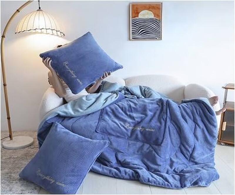 Grace Waffle Milk Velvet 2-in-1 Pillow Quilt