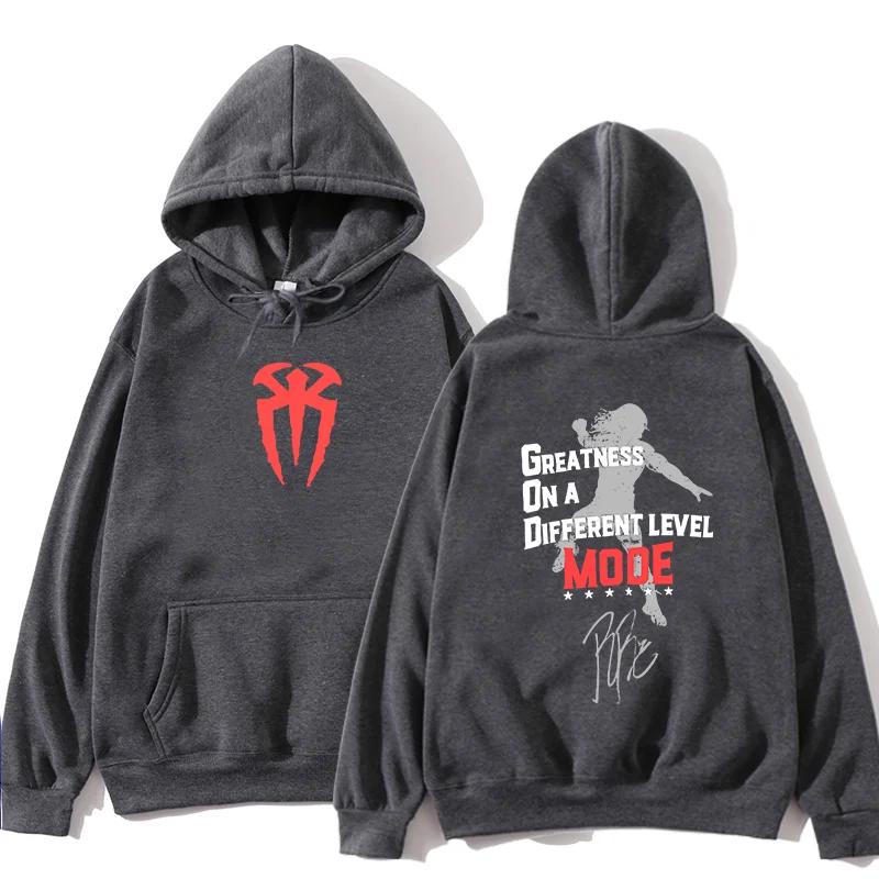 Men's and Women's Printed Hooded Sweatshirts Fun Streetwear Roman Reigns Greatness on Band Printed Hooded Tops Harajuku Hoodies