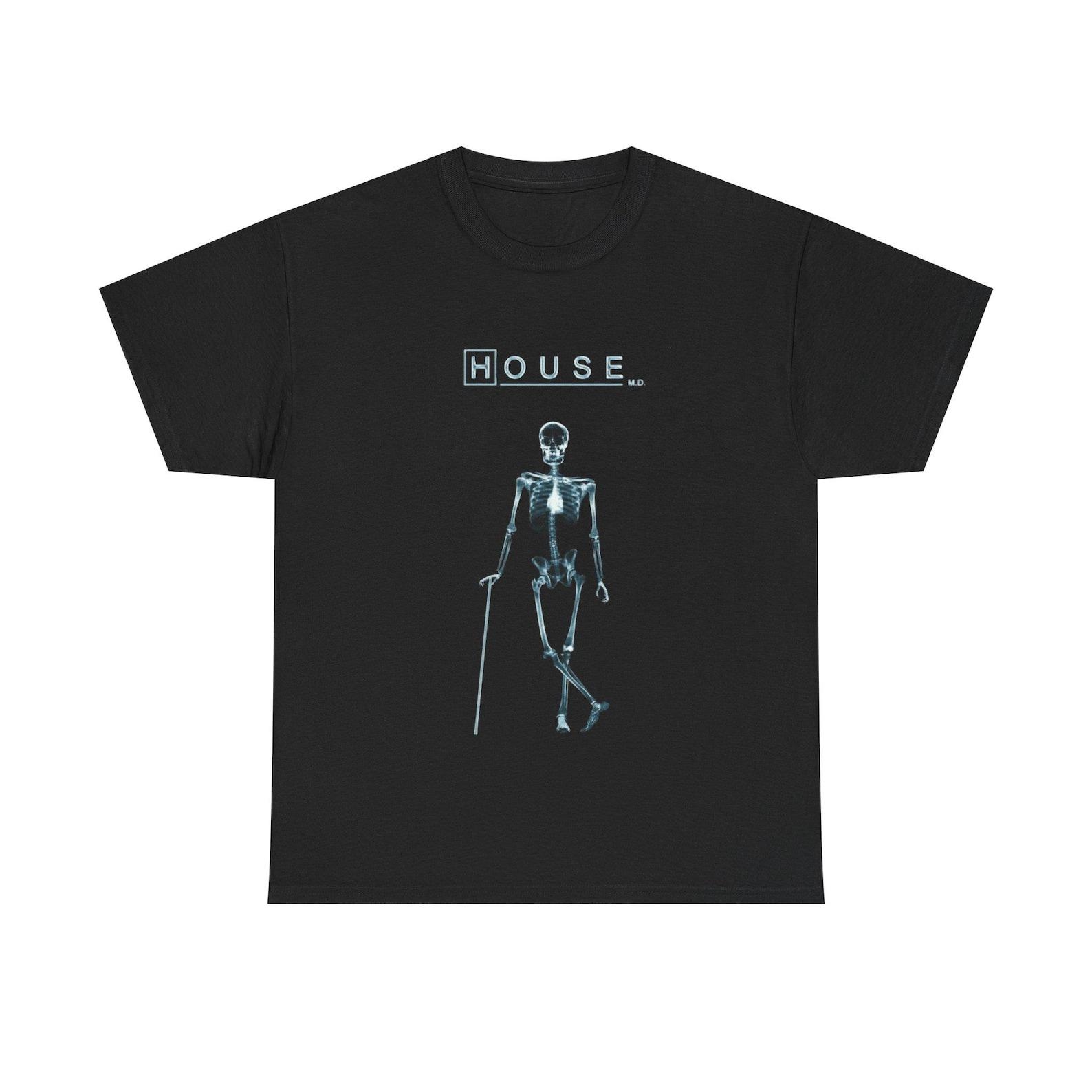 House MD TV Show Inspired Skeleton Pop Culture Adult Unisex Cotton Graphic Cotton T shirt 4XL